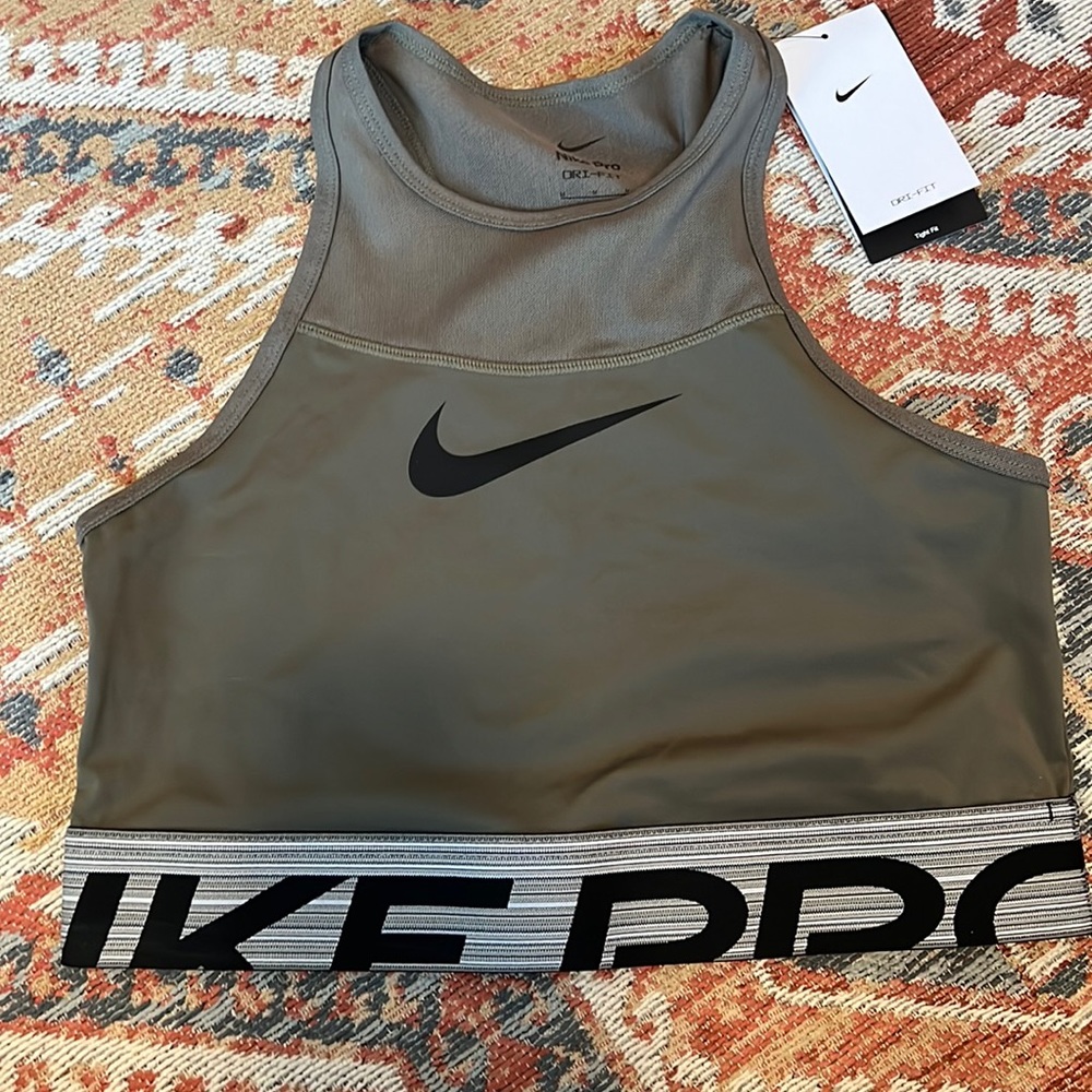 NWT: Nike Pro Sport Bra Medium Army Green